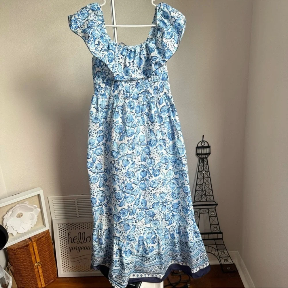 ZARA FLORAL PRINT OFF THE SHOULDER DRESS - Picture 3 of 12